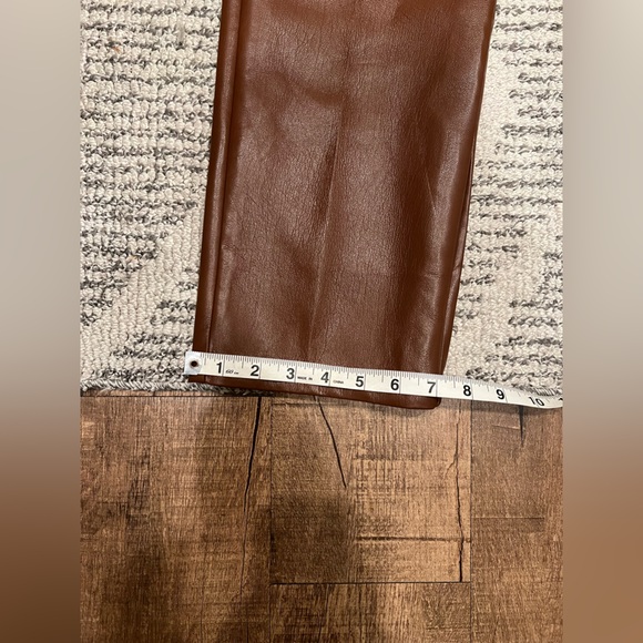 Aritzia Wilfred Melina High-rise StraightLeg Cognac Vegan Pants Capsule Wardrobe - Picture 8 of 11